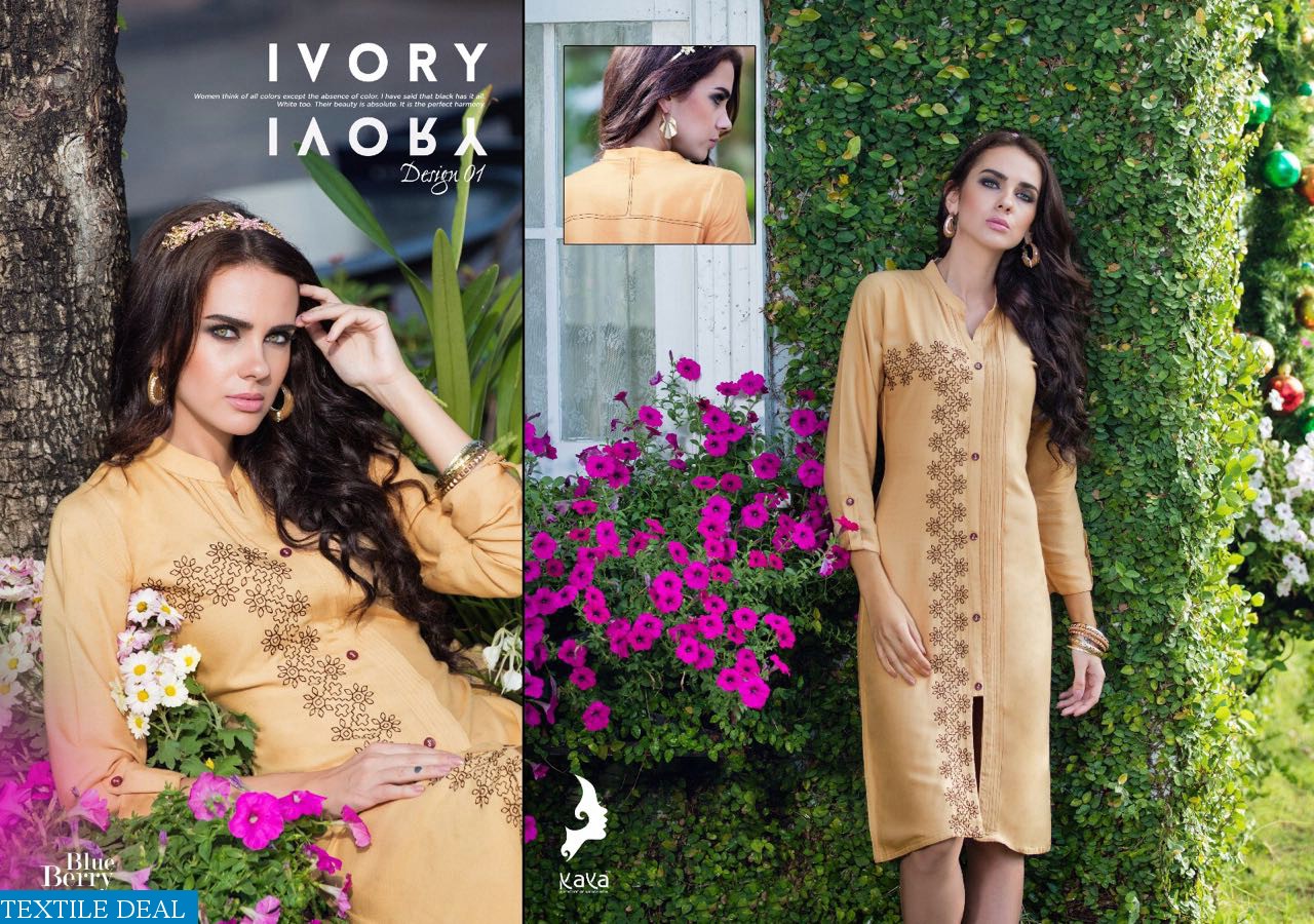 kaya Blueberry Wholesale Embroidered kurti Collection